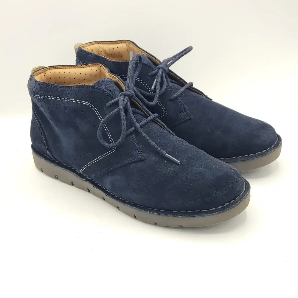 Clarks Chukka Bushacre 2 Boots Blue Suede Lace Up Ankle Top men's size 9.5